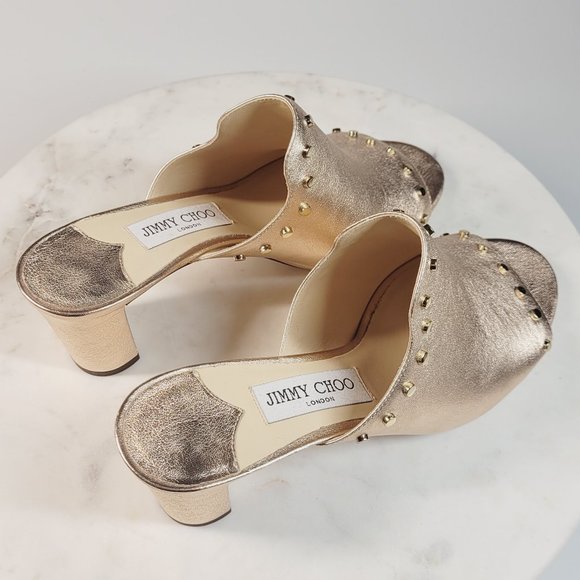Jimmy Choo Rose Gold Leather Mules & Clogs - Picture 3 of 7